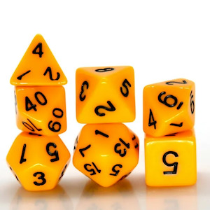 Acrylic Dice: Goldbug - 7 Piece Polyhedral Dice Set + Dice Bag