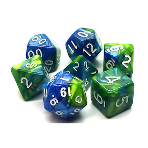 Acrylic Dice: Simic - 7 Piece Polyhedral Dice Set + Dice Bag
