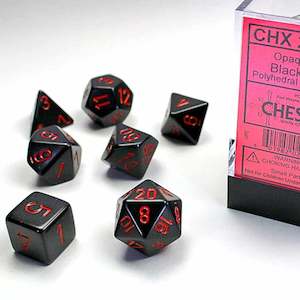 Chessex Dice: Chessex Opaque Black/Red 7 Piece Polyhedral Dice Set (CHX 25418)