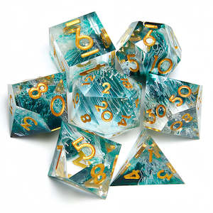 Handcrafted Dice: Typhoon - Handcrafted Sharp Edge Dice Set & Dice Case