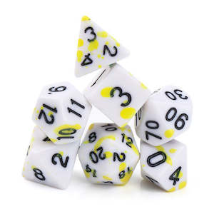 Acrylic Dice: Bioworks - 7 Piece Polyhedral Dice Set + Dice Bag