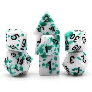 Acrylic Dice: The Splatterdome - 7 Piece Polyhedral Dice Set + Dice Bag