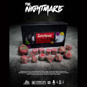 14 Piece Dice Sets: "The Nightmare" - 14pc Horror Themed Dice Set by Kraken Dice