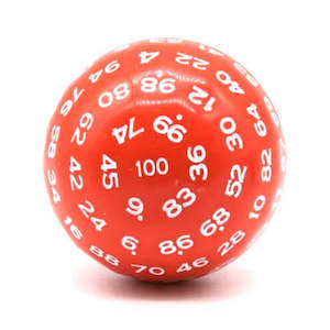 D100 (One Hundred Sided Dice) - Red/White