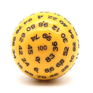 D100 (One Hundred Sided Dice) - Yellow/Black