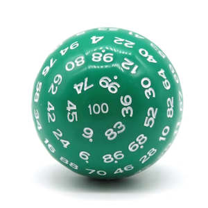 Individual Dice: D100 (One Hundred Sided Dice) - Green/White