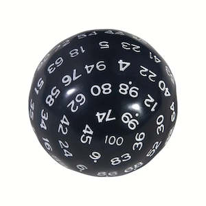 Individual Dice: D100 (One Hundred Sided Dice) - Black/White