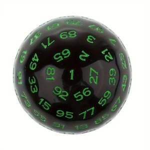 D100 (One Hundred Sided Dice) - Black/Green