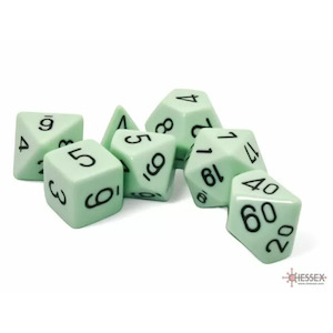 Chessex Opaque Polyhedral Pastel Green/Black 7 Piece Polyhedral Dice Set (CHX 25465)