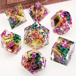 Handcrafted Dice: Maleficent's Garden - Handcrafted Sharp Edge Dice Set & Dice Case