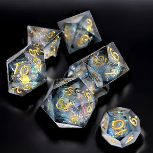 Handcrafted Dice: Solstice - Handcrafted Sharp Edge Dice Set & Dice Case