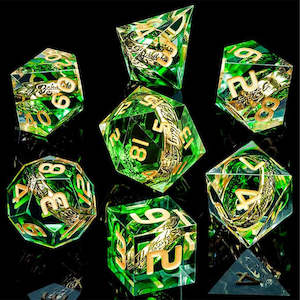 Handcrafted Dice: The Shire - Handcrafted Sharp Edge Dice Set & Dice Case