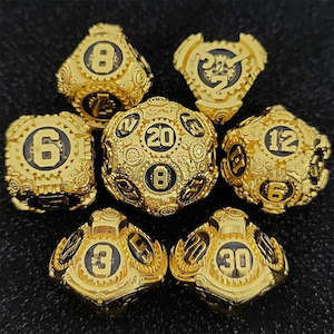 Artificers Mantle - 7 Piece Metal Polyhedral Dice Set & Dice Case