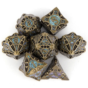 Metal Dice: Circe's Avatar - 7 Piece Metal Polyhedral Dice Set & Dice Case