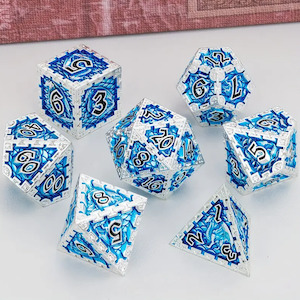 Kraken Stone - 7 Piece Metal Polyhedral Dice Set & Dice Case
