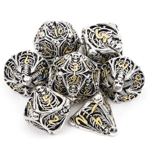 Mort - 7 Piece Hollow Metal Polyhedral Dice Set & Dice Case