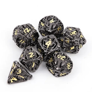 The Grim Reaper - 7 Piece Hollow Metal Polyhedral Dice Set & Dice Case