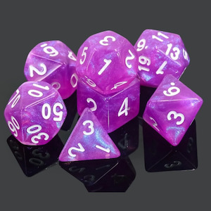 Acrylic Dice: Mystic Oracle - 7 Piece Polyhedral Dice Set + Dice Bag
