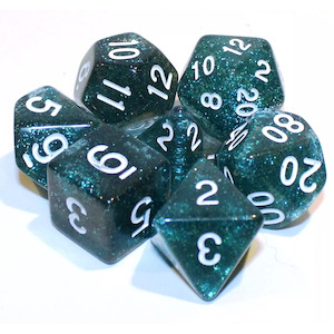 Resin Dice: Eladrin Winter - 7 Piece Polyhedral Dice Set + Dice Bag