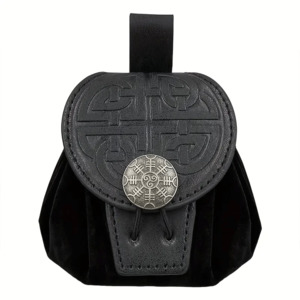 Dice: Dark Rune - 2-in-1 Drawstring Large Faux Leather Dice Bag & Dice Tray