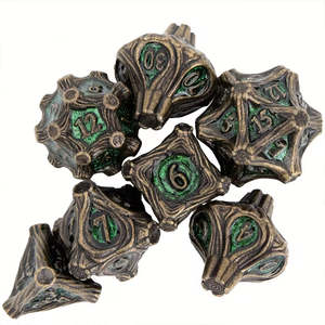 Fangorn's End 7 Piece Metal Polyhedral Dice Set & Dice Case