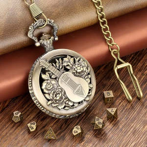 Dice: Strings of Fate - 7 Piece Mini Metal Polyhedral Dice Set & Pocket Watch Style Case