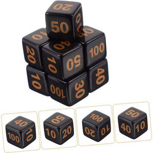 TCG Damage Counter Dice - Black/Gold (set of 10)