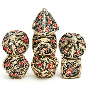 Dice: Ancestral Roll - 7 Piece Hollow Metal Polyhedral Dice Set & Dice Case