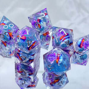Dice: Sea Nettle - Liquid Core Handcrafted Dice Set
