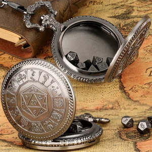 Dice: Fates Watch - 7 Piece Mini Metal Polyhedral Dice Set & Pocket Watch Style Case