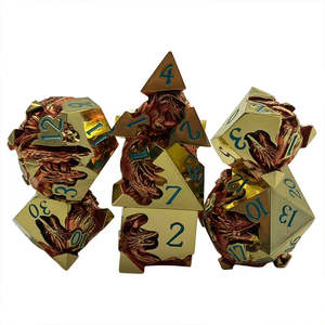 Dice: Gilded Hatchling - 7 Piece Metal Polyhedral Dice Set & Dice Case