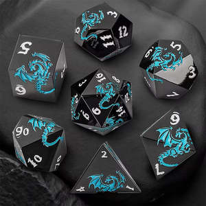 Dice: Frostdrakes Dream- 7 Piece Metal Polyhedral Dice Set & Dice Case