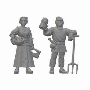 Farmers | BeaMini Unpainted RPG Miniatures