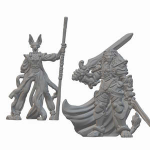Tabaxi Fighter and Monk | BeaMini Unpainted RPG Miniatures