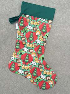Christmas Stockings - Blockcraft with Green Top