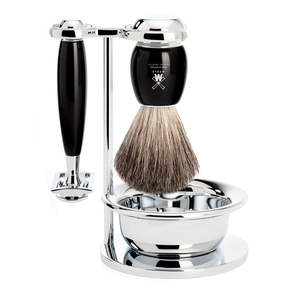 Safety Razors: Muhle Vivo Safety Razor & Pure Badger 4-Piece Set Black Resin