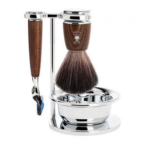 Shaving Sets: Muhle Rytmo, Steamed Ash 4-Piece Pure Badger Gillette Fusion Shaving Set