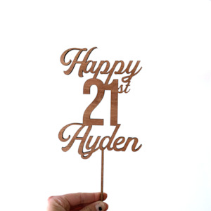 Cake Toppers: 05--cake topper Happy 21st + name
