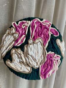Pink & Cream Tulips II | Giant Embroidery Tapestry | 40cm