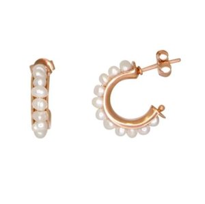 Simply Italian Pearl Hoop Earrings - Rose Gold