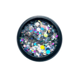 Glitters Chrome: Mixed Size Holographic Silver Circles