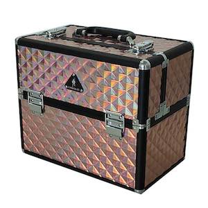 Cases: Holographic Gold Diamond Makeup Case
