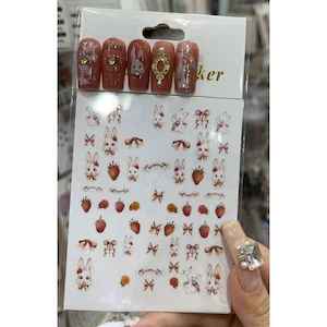 Clearance Items: Bunny & Strawberry Nail Stickers (dis)