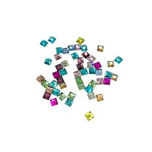 Clearance Items: Flat Back Square Rhinestones - Mixed Colours