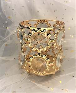 Metal Glass Holder / Organizer (Round Diamond) Gold