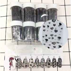 NA Transfer Foil Black Mesh Pattern with Hearts
