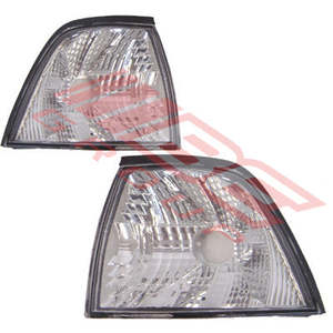 0060097-58PG - CORNER LAMP - SET - L&R - BLK/CHROME TO SUIT - BMW 3'S E36 4DR 1991-