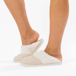Slippers Bedsocks: Solace Chenille Faux Fur Trim Slippers