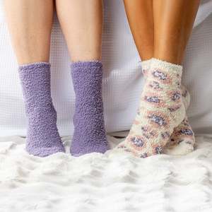 Slippers Bedsocks: bb&b Sleep Classic 2 Pack Flower & Lilac Bed Socks