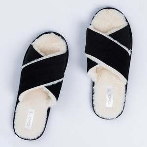 Solace Cross Over Faux Fur Slippers
